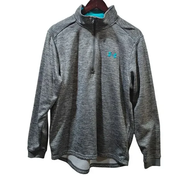 Under Armour ColdGear Fleece 1/2 Zip Gray Long Sleeve Pullover Size L - Picture 6 of 7